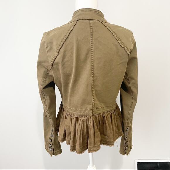 Free People green ruffled military jacket small - Picture 6 of 15